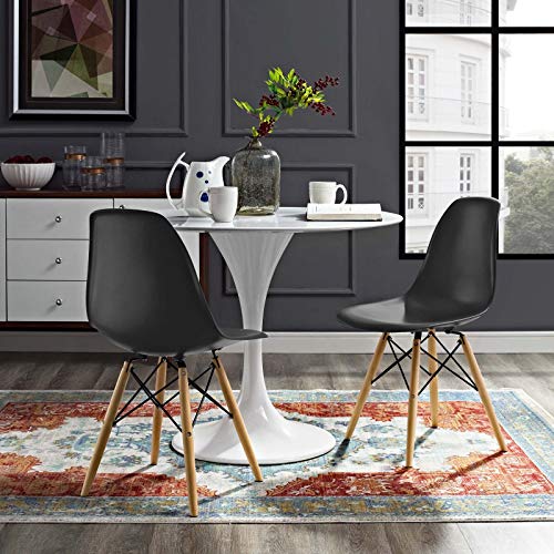 Modway Pyramid Dining Side Chairs Set of 2 in Black