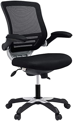 Modway Edge Mesh Back and Mesh Seat Office Chair In Black With Flip-Up Arms in Black