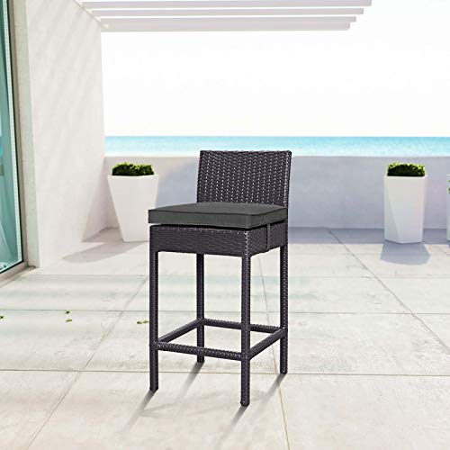 Modway Convene Wicker Rattan Outdoor Patio Bar Stool with Cushion