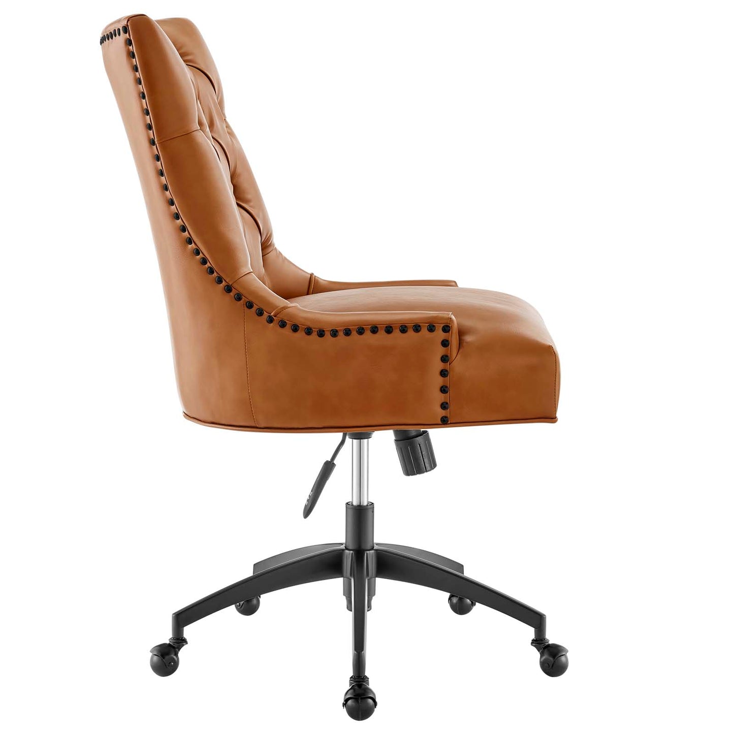 Modway Regent Tufted Vegan Leather Swivel Office Chair in Black Tan