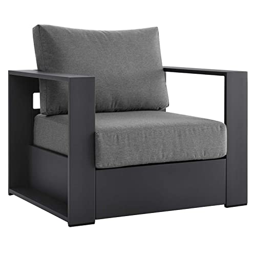 Modway Tahoe Patio Powder-Coated Armchair with Gray Charcoal EEI-5675-GRY-CHA