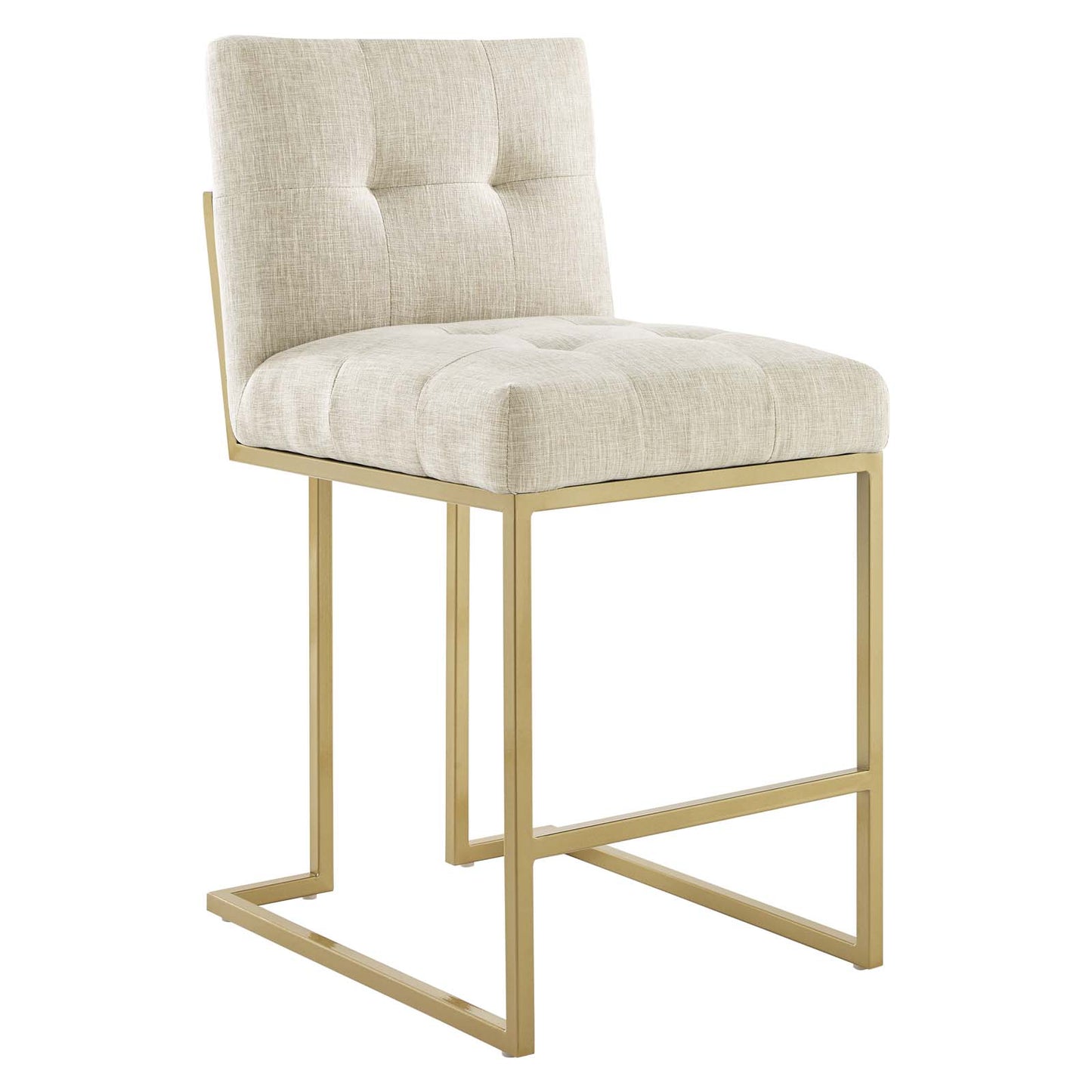 Modway EEI-5571-GLD-BEI Privy Counter Stool Upholstered Fabric Set of 2, Gold Beige