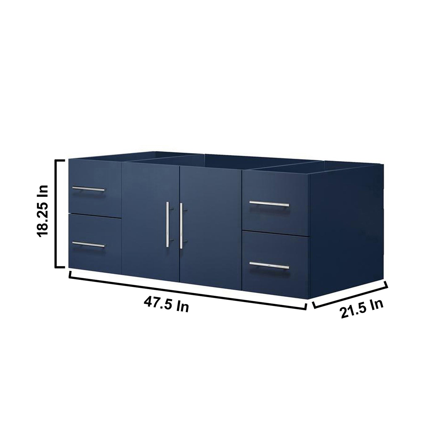 Geneva 48" Navy Blue Single Vanity, no Top and 48" LED Mirror