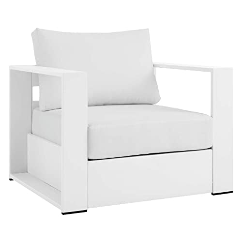 Modway Tahoe Patio Aluminum Armchair with White White Finish EEI-5675-WHI-WHI