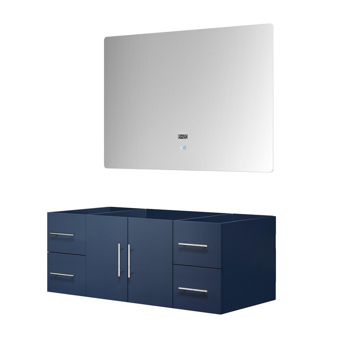 Geneva 48" Navy Blue Single Vanity, no Top and 48" LED Mirror