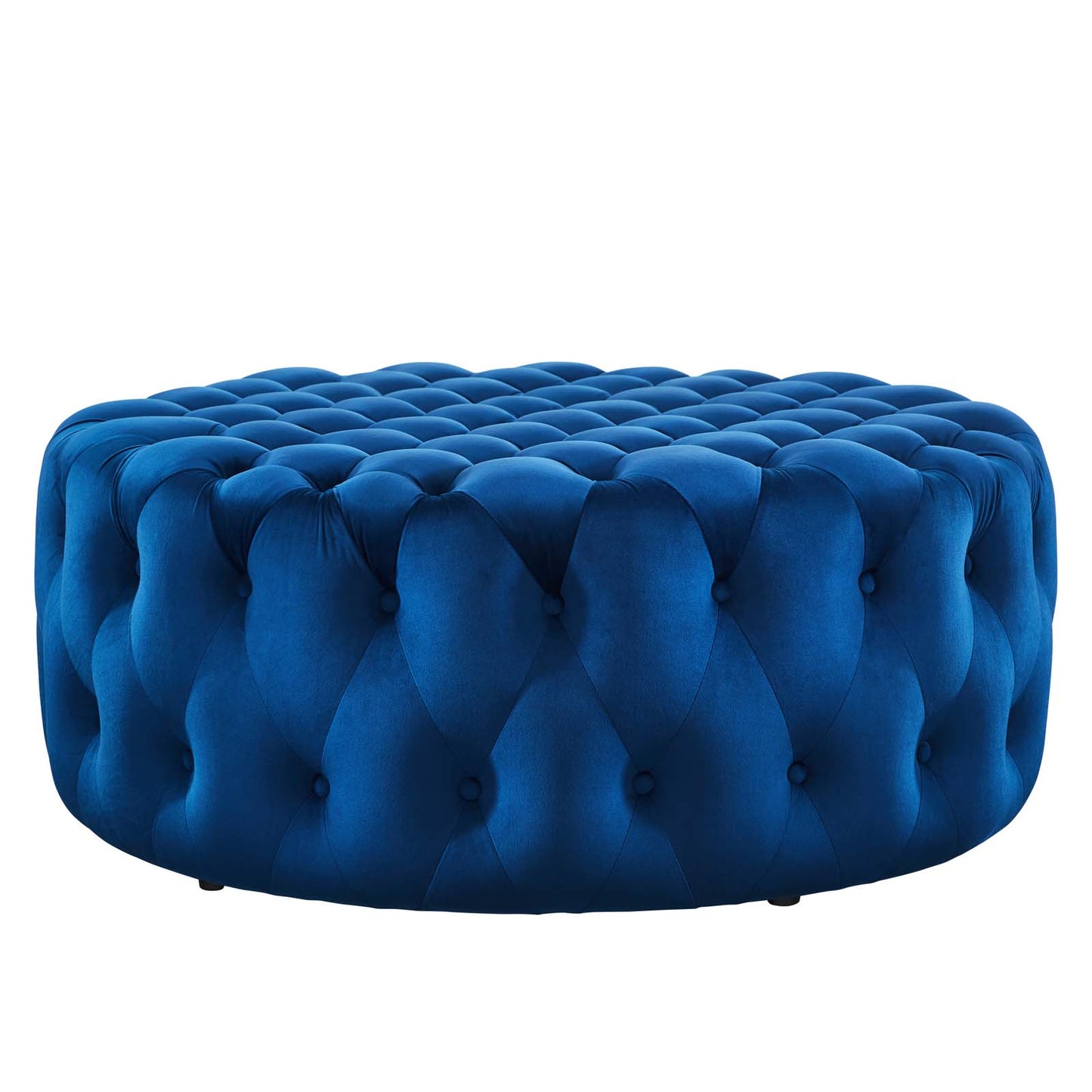 Modway Amour Tufted Button Velvet Large Round Ottoman with Navy EEI-5469-NAV