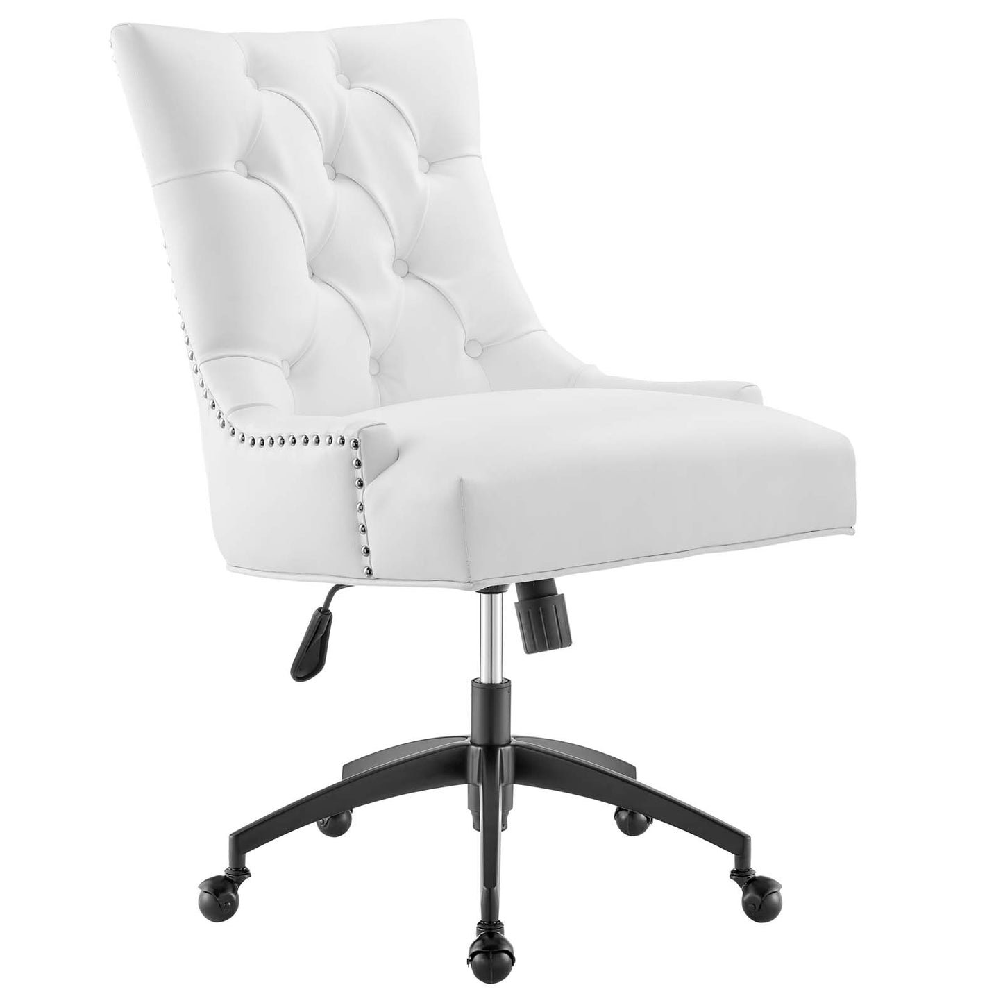 Modway Regent Tufted Vegan Leather Swivel Office Chair in Black White
