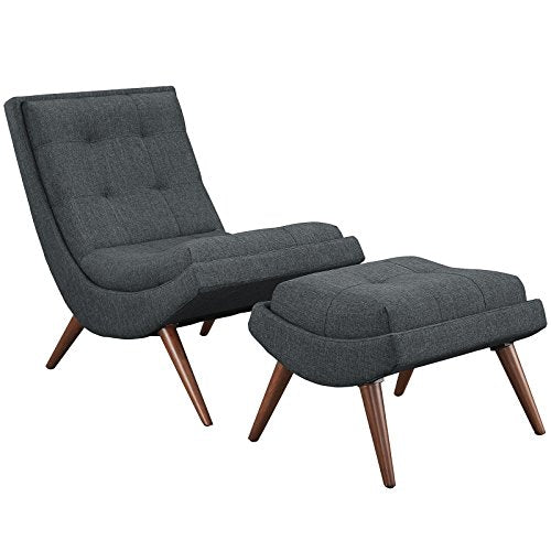 Modway Ramp Upholstered Fabric Lounge Chair Set in Azure