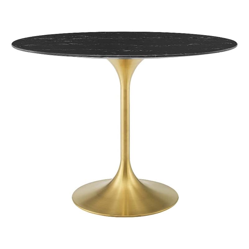 Modway Lippa Oval Artificial Marble 42" Dining Table, Gold Black