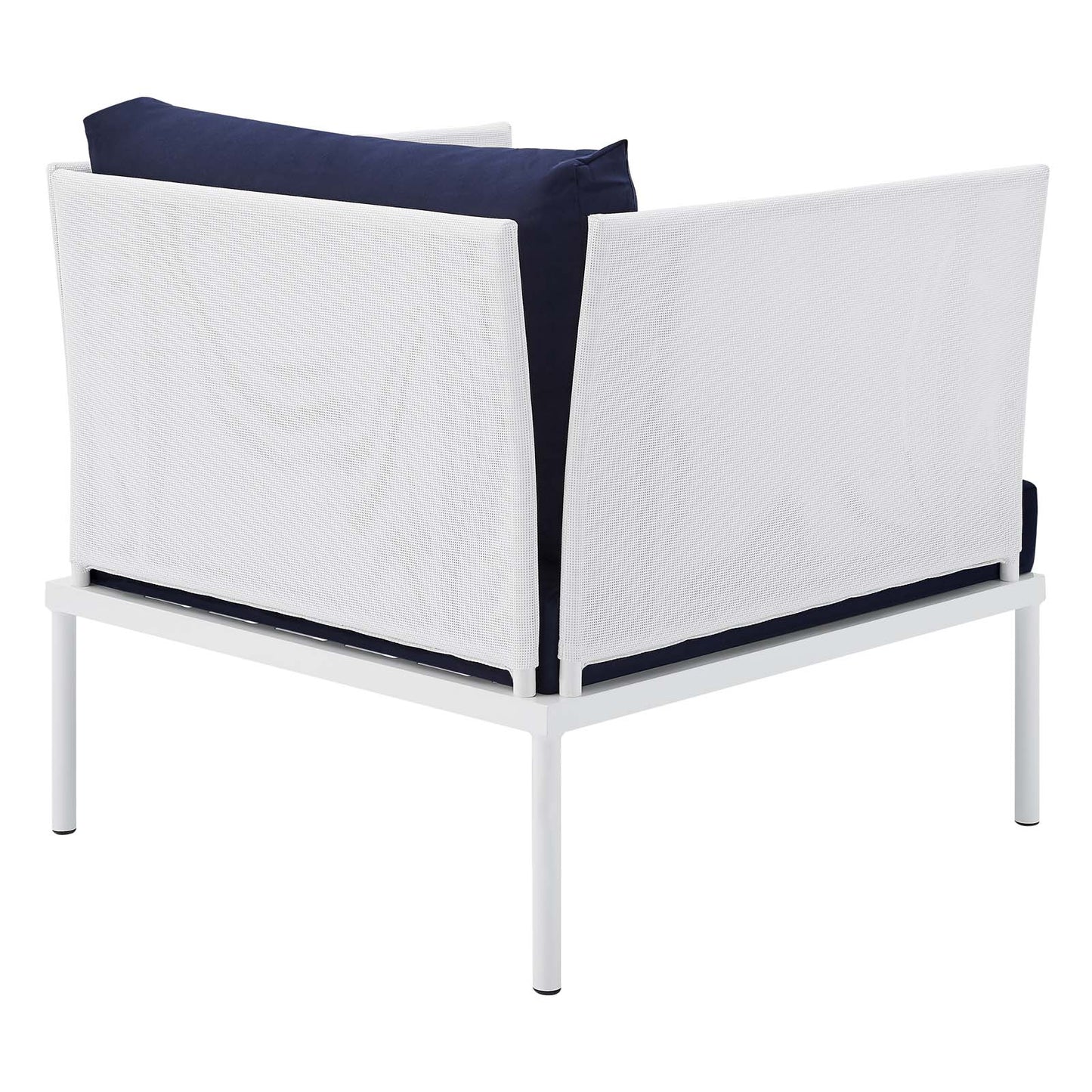 Modway EEI-4955-WHI-NAV Harmony Sunbrella White Navy Outdoor Patio Aluminum Armchair