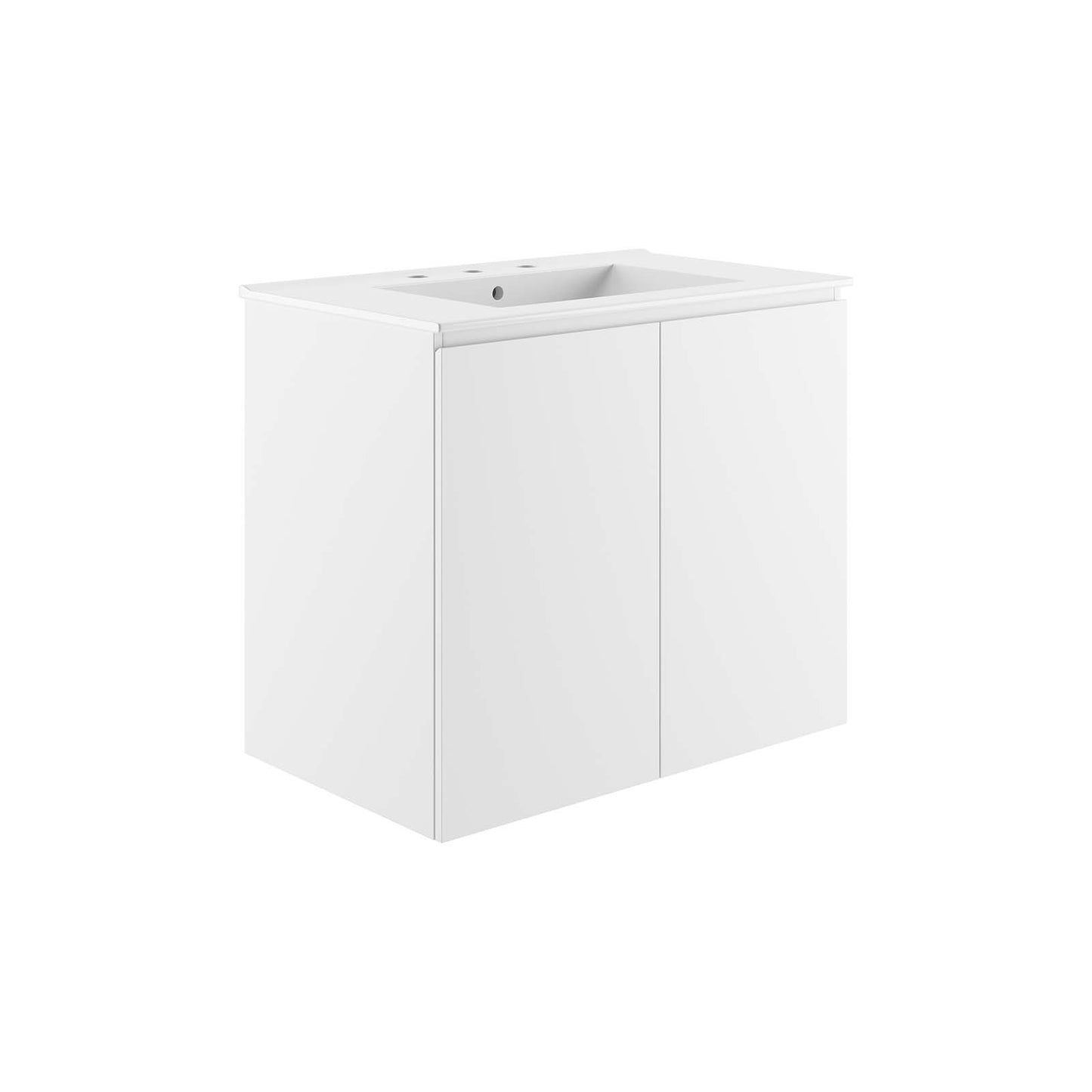 Modway White Bryn Wall-Mount Bathroom Vanity EEI-5778-WHI-WHI