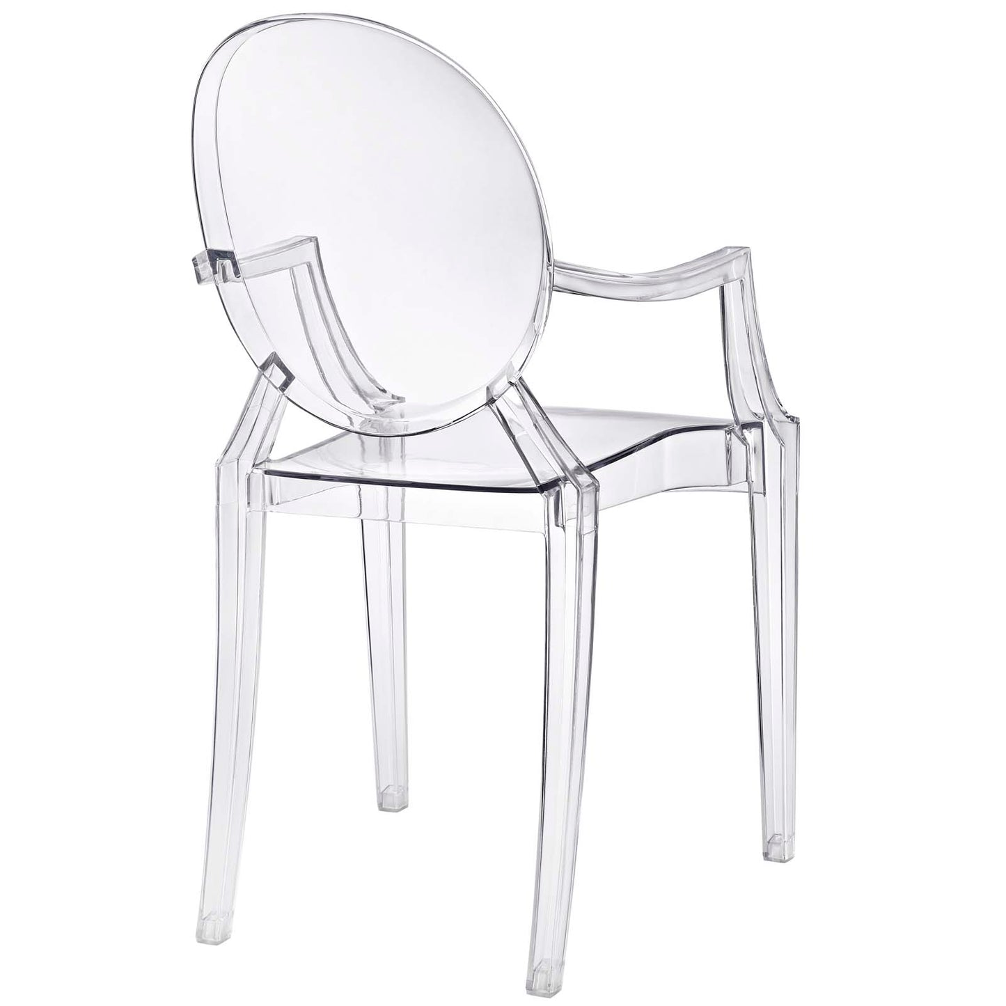 Modway Casper Modern Acrylic Stacking Kitchen and Dining Room Arm Chair in Clear - Fully Assembled