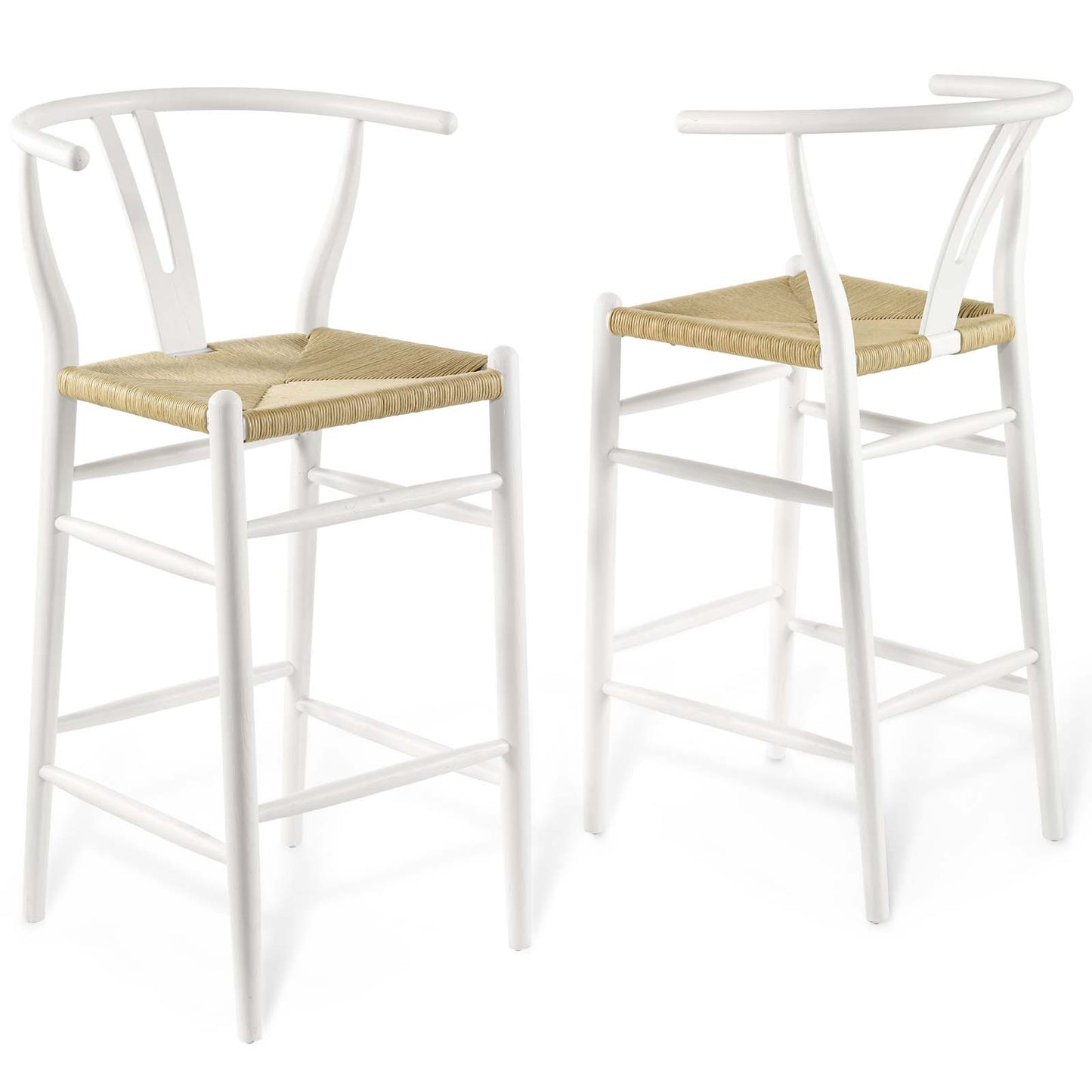 Modway Amish Wood Bar Stool Set of 2, White