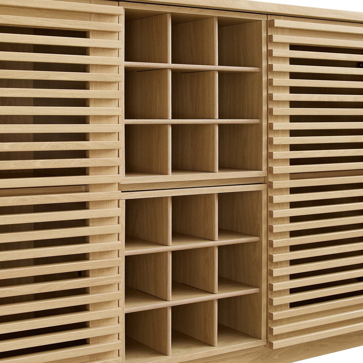 Modway Render Mid-Century Modern Wine Bar Cabinet in Oak