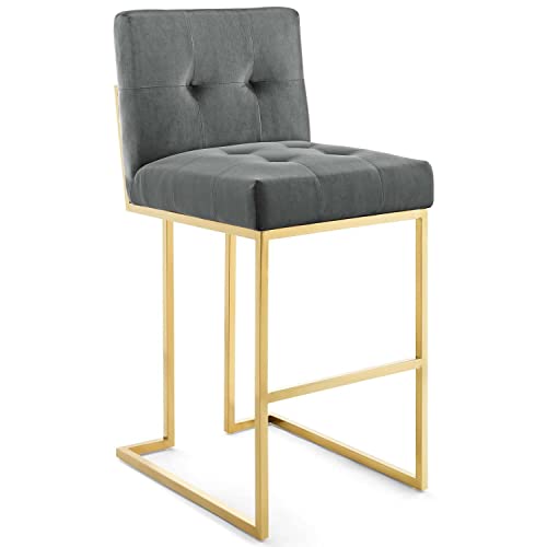 Modway Privy Stainless Steel Performance Velvet Bar Stool