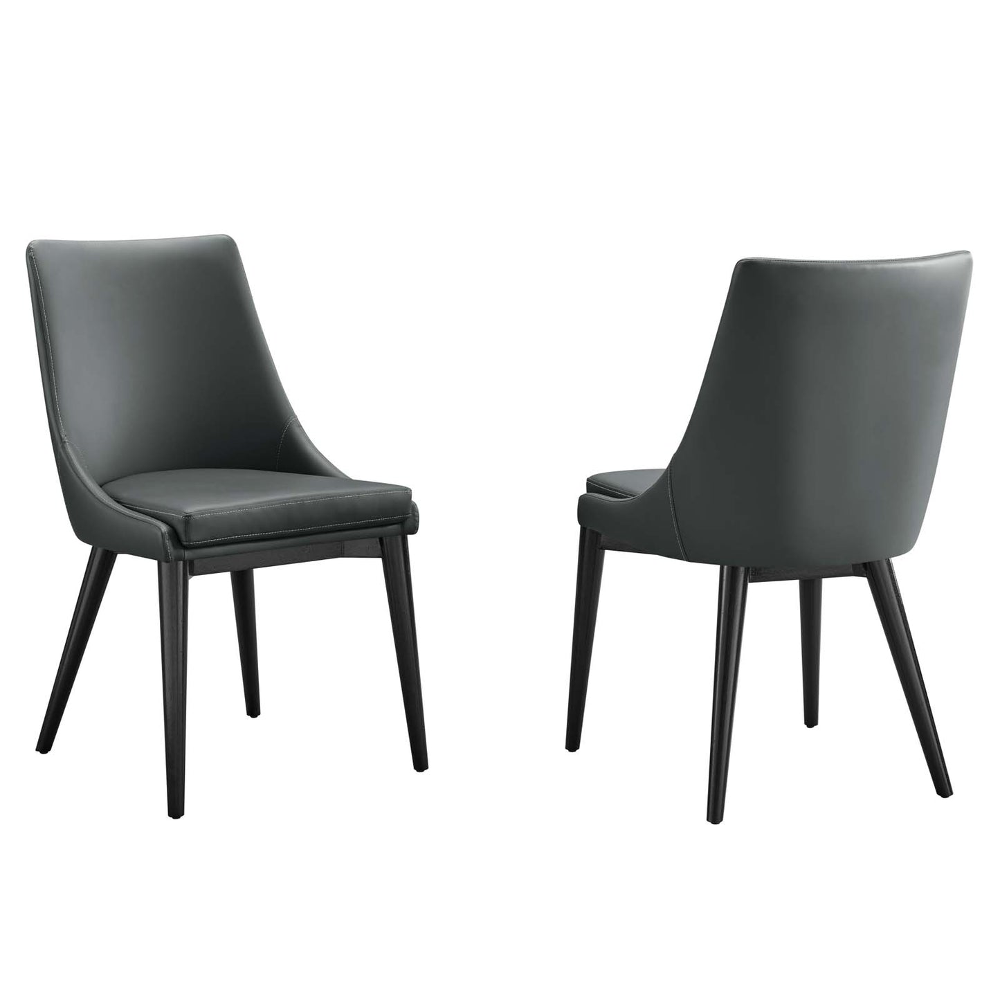 Modway Viscount Mid-Century Modern Vegan Leather Upholstered Two Dining Chairs in Gray
