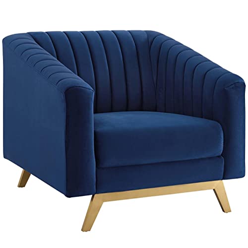 Modway Valiant Vertical Channel Tufted Performance Velvet Armchair, Navy