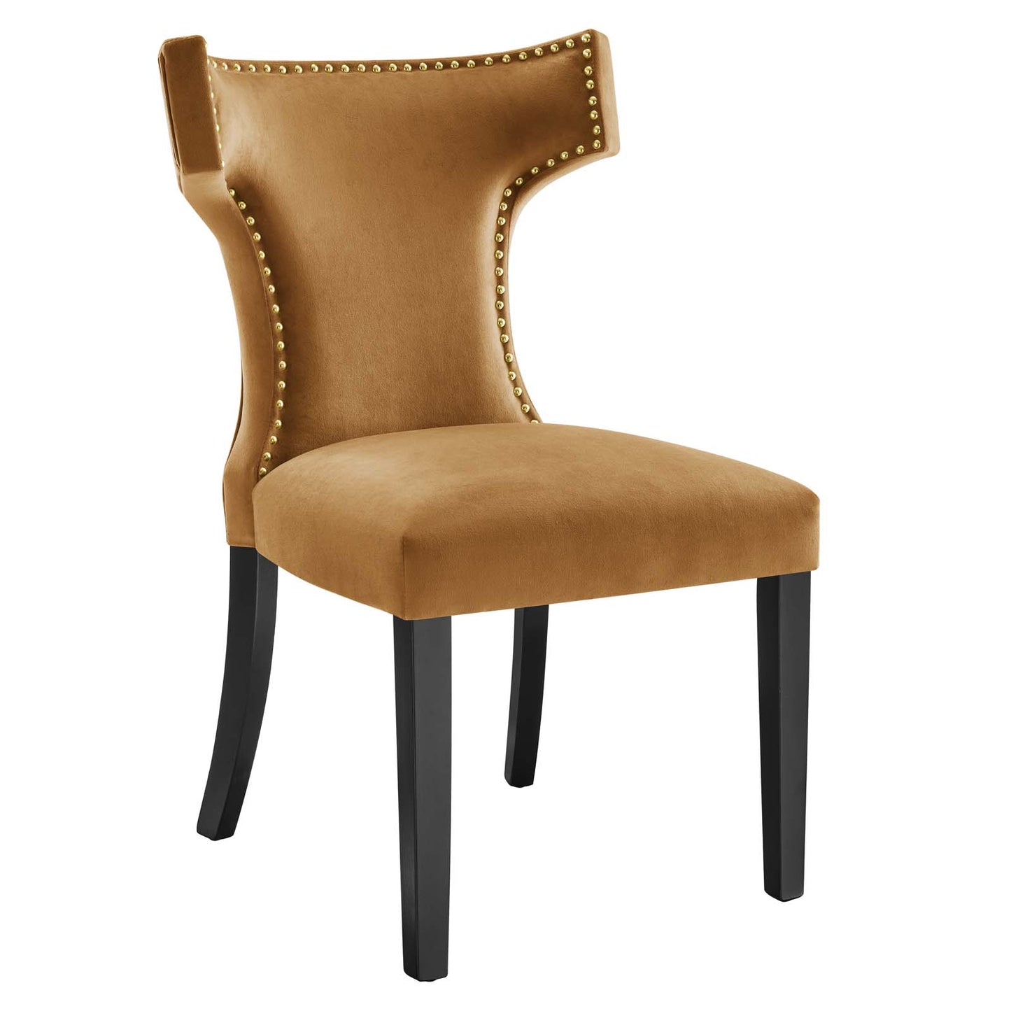 Modway Curve Velvet Set of 2 Dining Chairs with Cognac Finish EEI-5008-COG