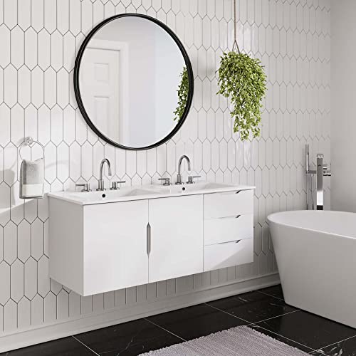 Modway Vitality 48" Wall-Mount Double Sink Bathroom Vanity White