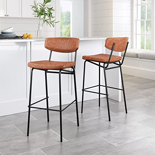 Zuo Modern - Sharon Bar Chair (Set of 4) Vintage Brown - Modern - Bar - Seating - Seat - 350 lbs. Weight Capacity - Steel - Plywood - Foam - Plywood Wood - Powder Coated - Indoor - Vintage Brown