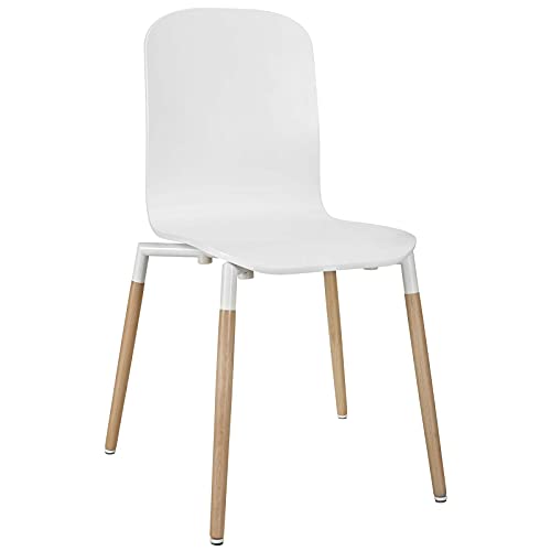 Modway Stack Contemporary Modern Wood Kitchen and Dining Room Chair in White
