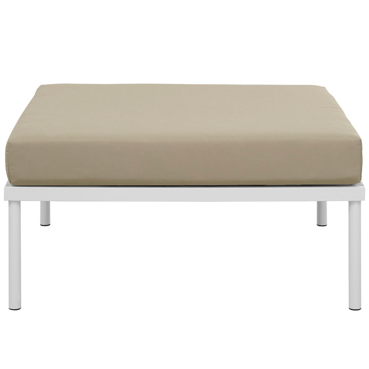 Modway Harmony Aluminum Outdoor Patio Ottoman with Cushion in White Beige