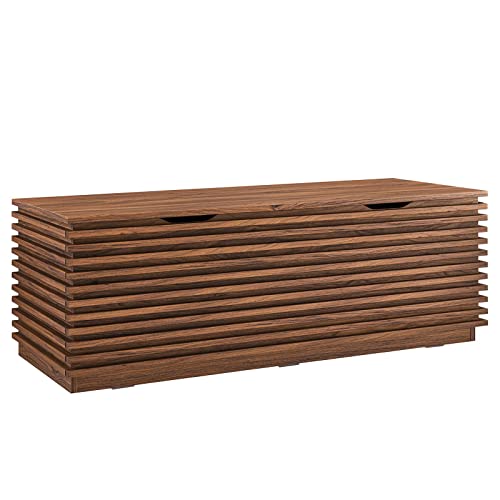 Modway Render 47" Wood Grain Storage Bench in Walnut