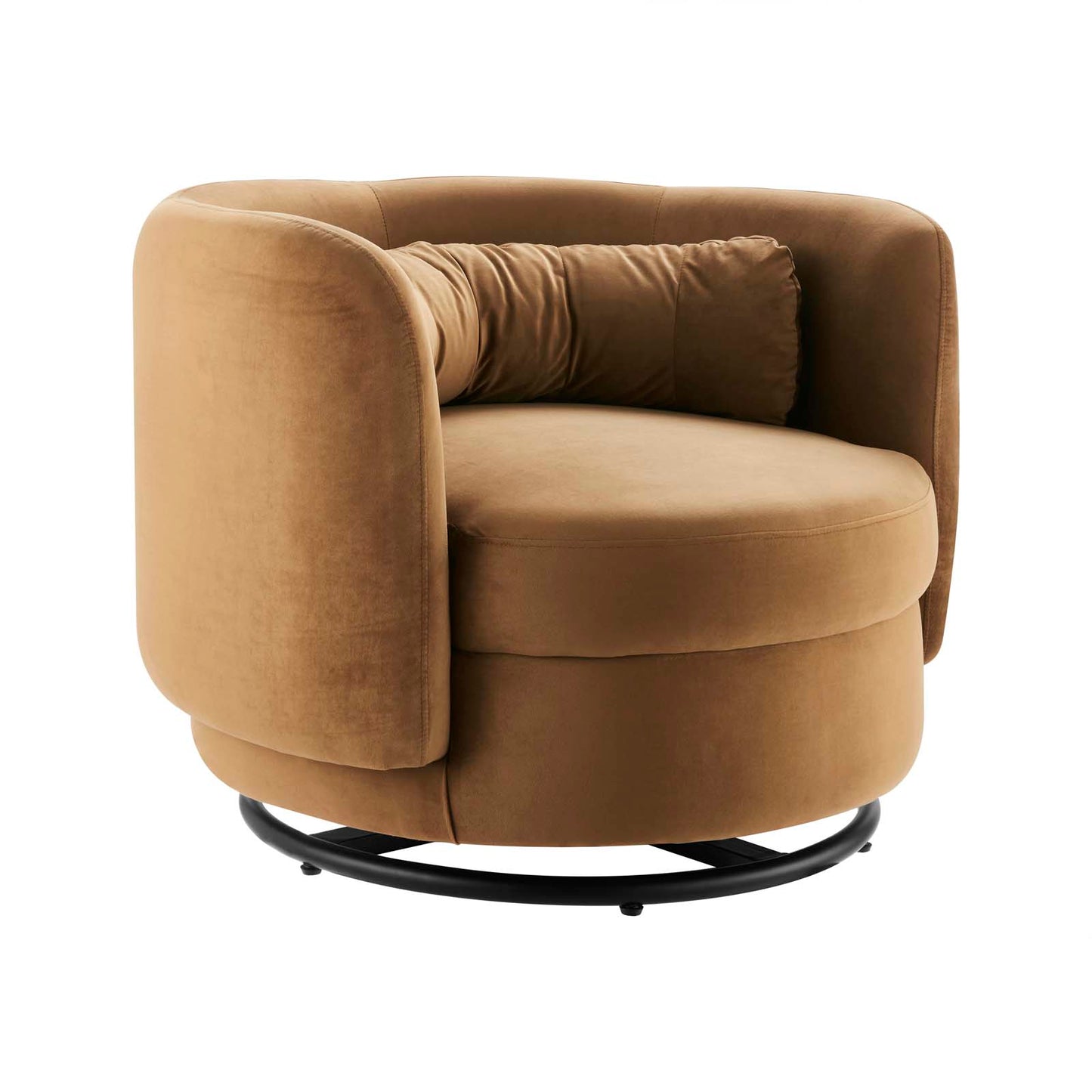 Modway Relish Velvet Swivel Chair with Black Cognac Finish EEI-5001-BLK-COG