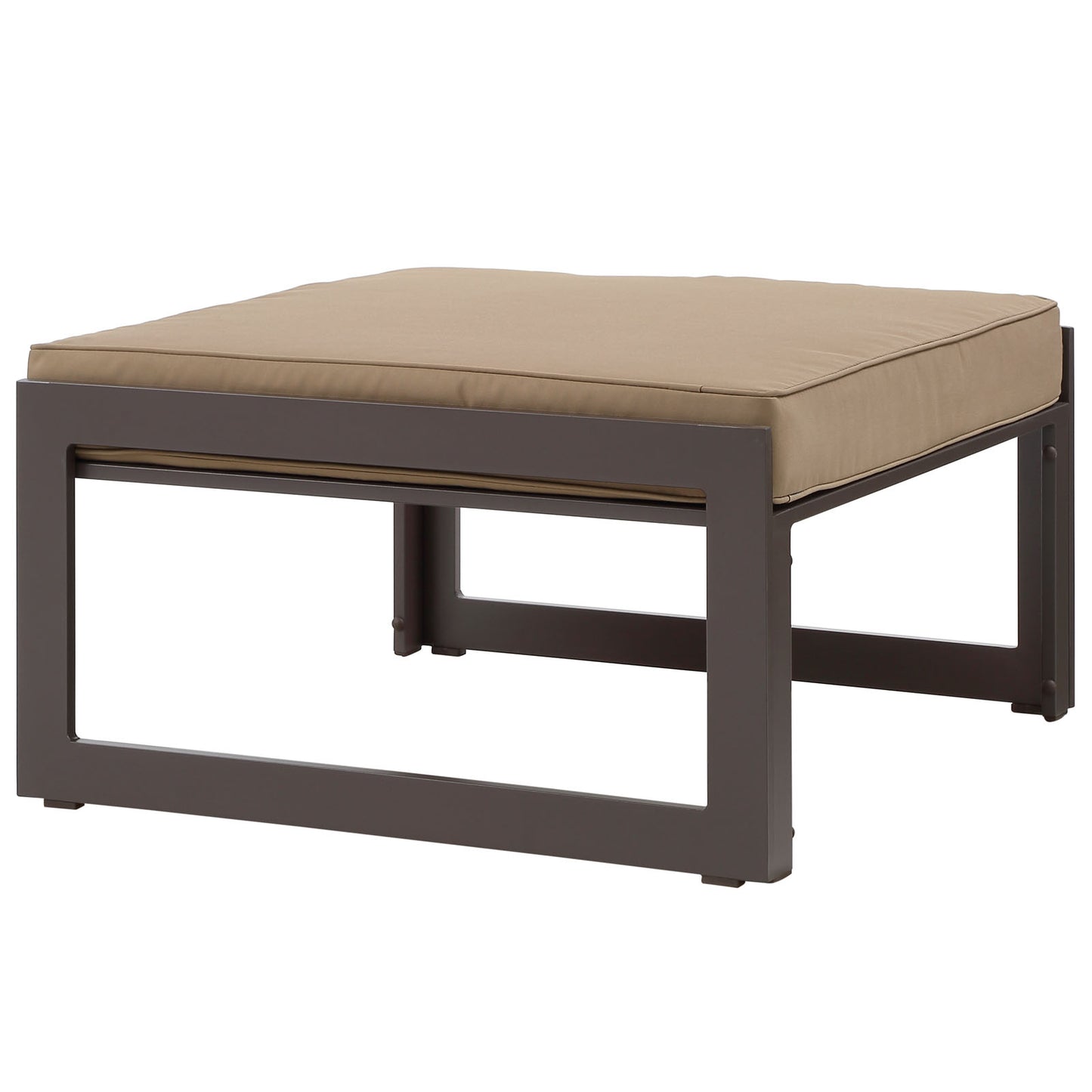 Modway Fortuna Aluminum Outdoor Patio Ottoman in Brown Mocha