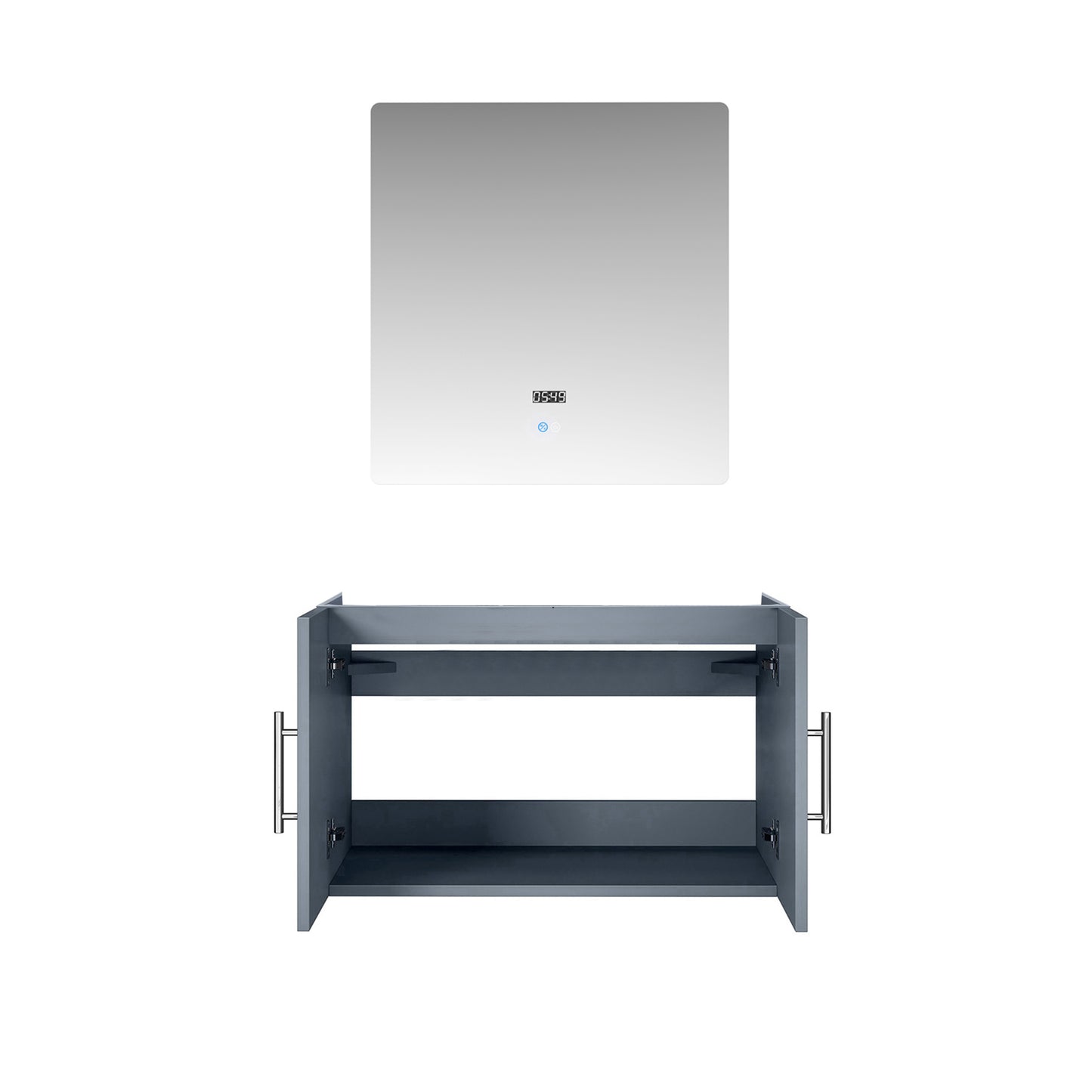 Geneva 30" Dark Grey Single Vanity, no Top and 30" LED Mirror