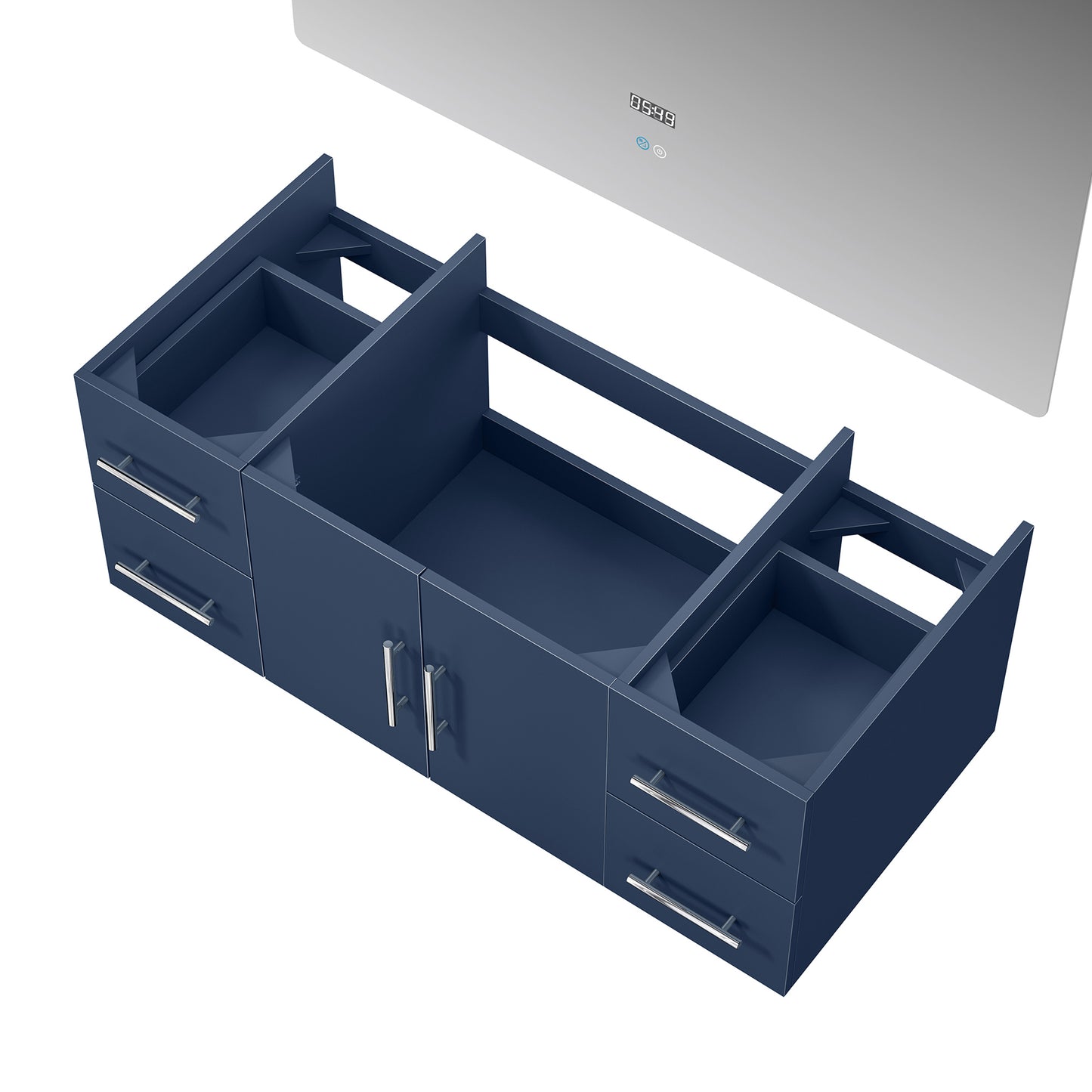 Geneva 48" Navy Blue Single Vanity, no Top and 48" LED Mirror