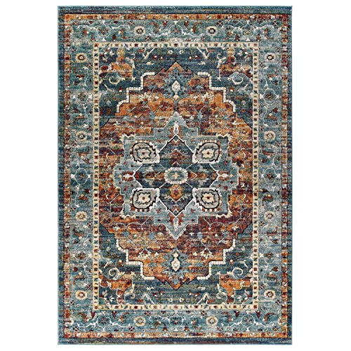 Modway Tribute Diantha Distressed Vintage Floral Persian Medallion Area Rug, 5x8, Multicolored