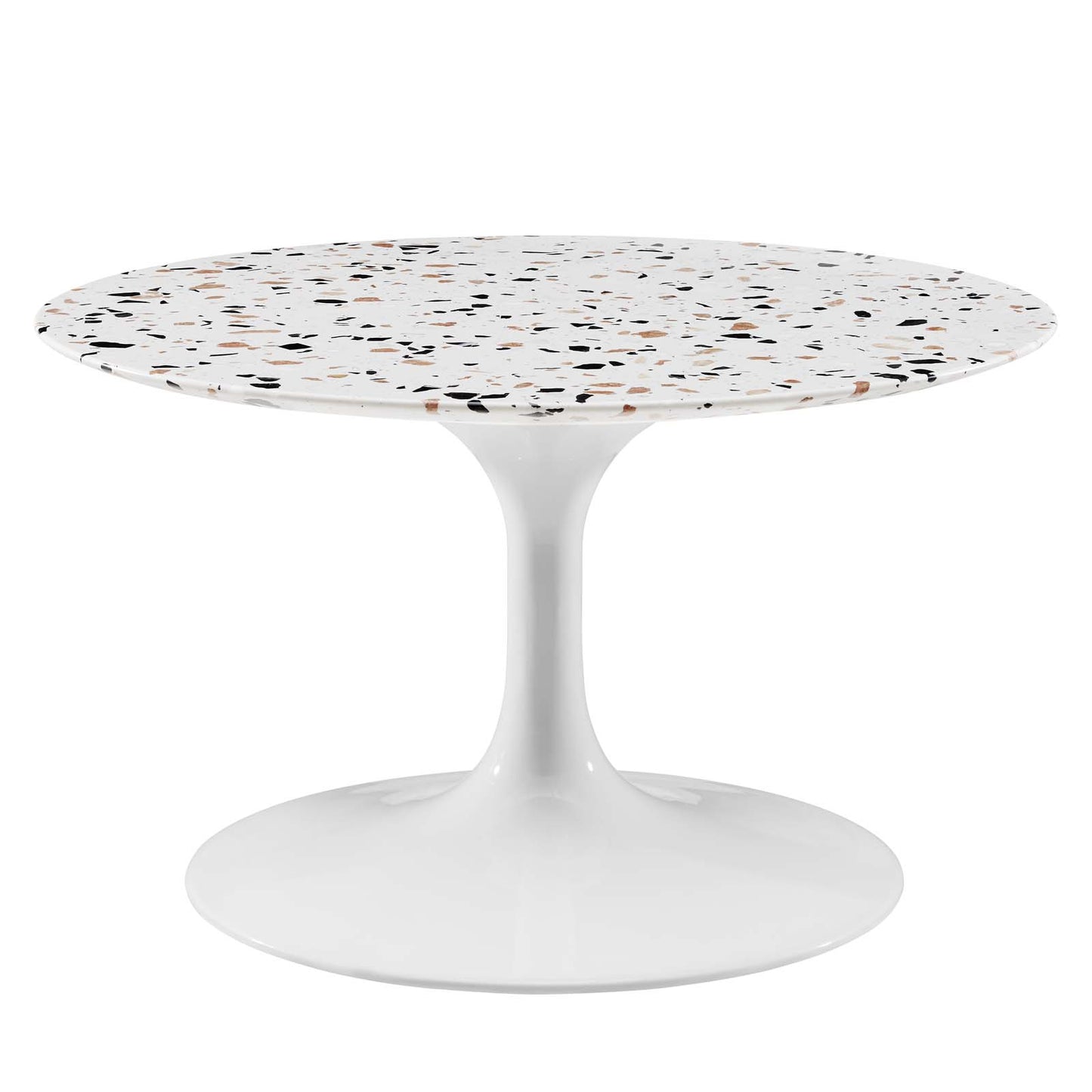 Modway White Lippa Round Terrazzo Coffee Table EEI-5710-WHI-WHI