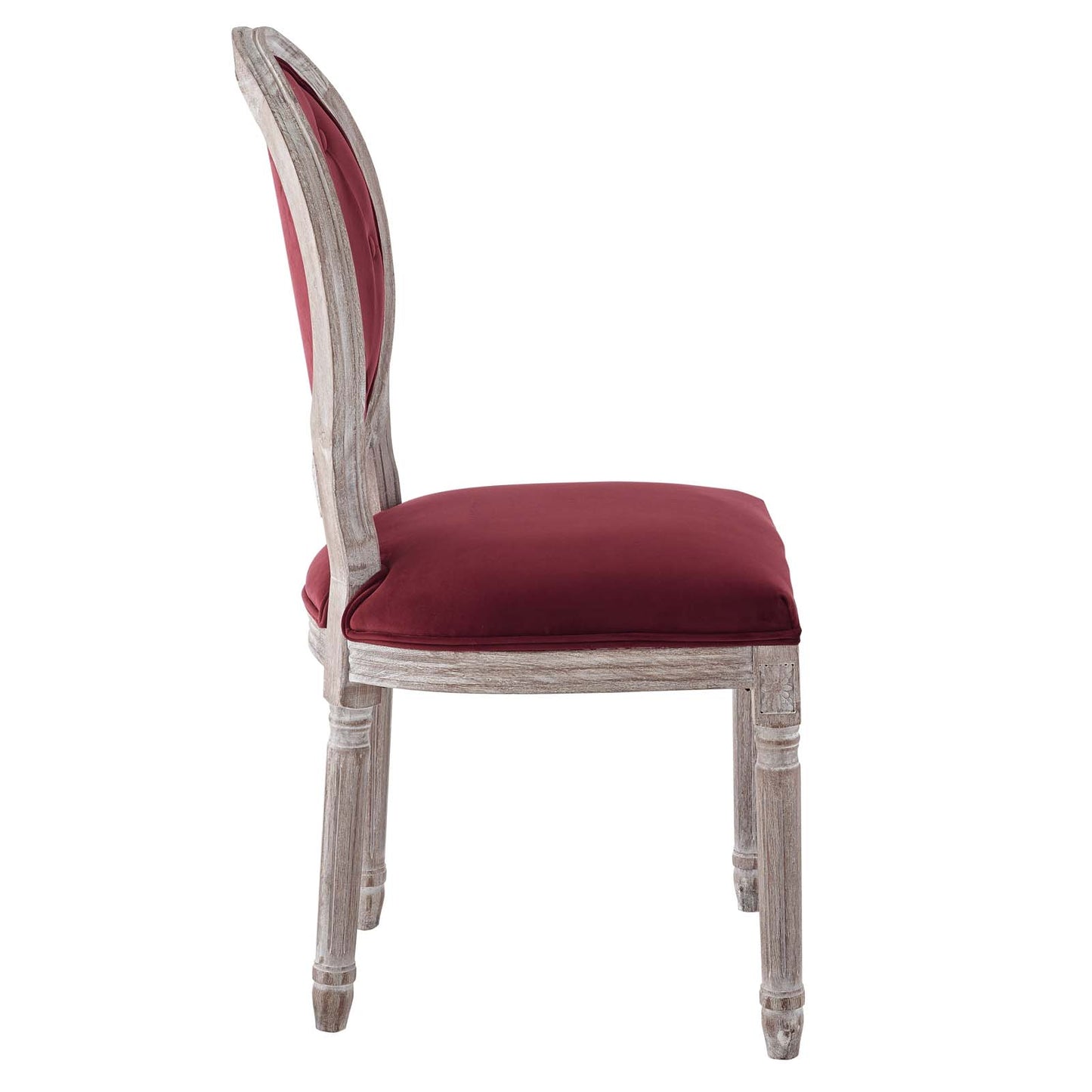 Modway Arise French Vintage Performance Velvet Dining Chair in Natural Maroon