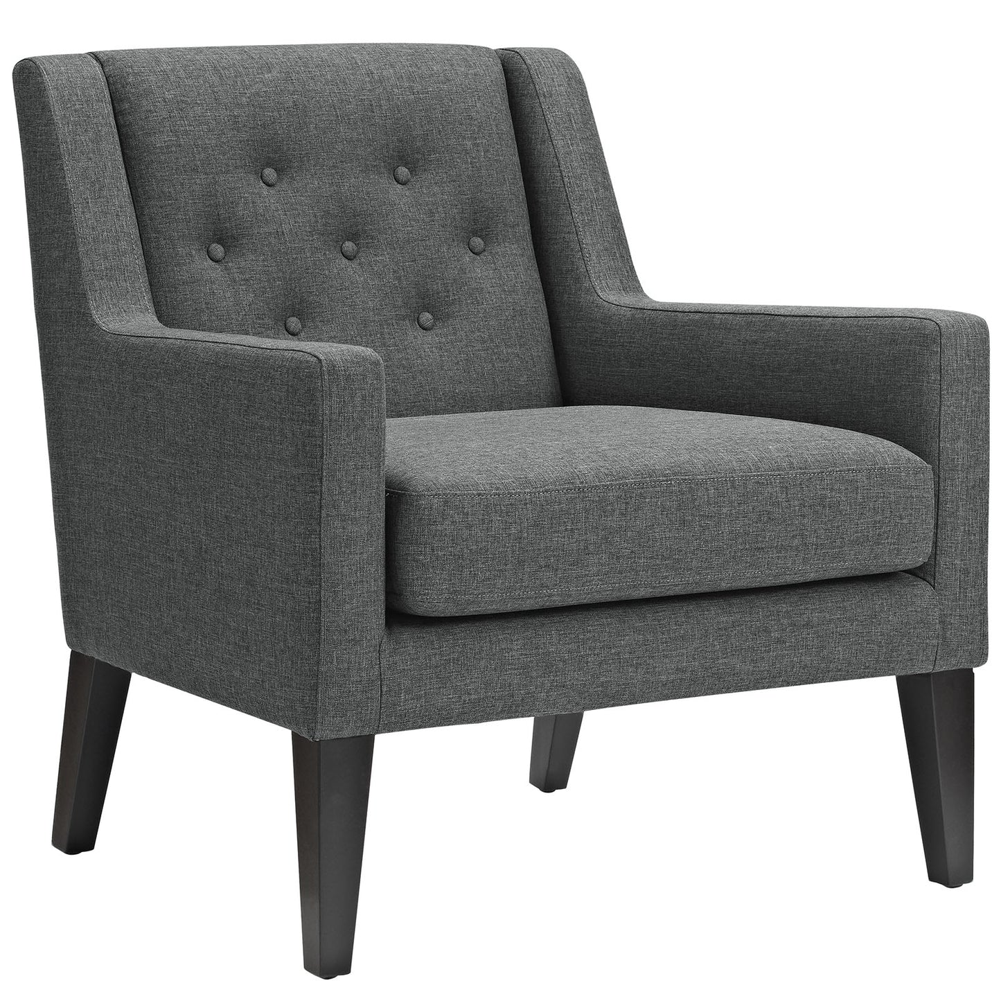 Modway Earnest Button Tufted Mid-Century Modern Accent Arm Lounge Chair in Gray