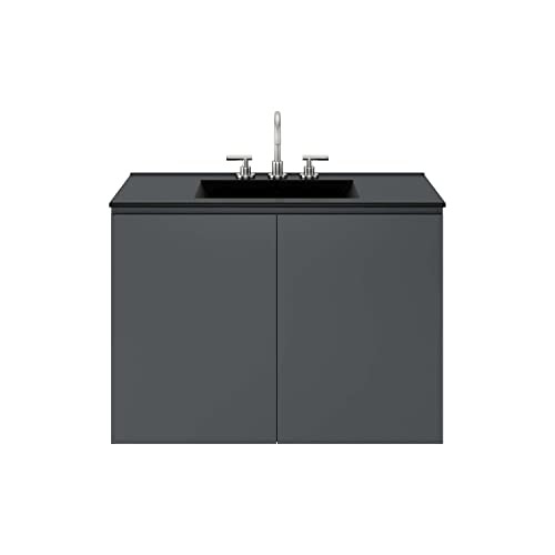 Modway Gray and Black Bryn Wall-Mount Bathroom Vanity EEI-5779-GRY-BLK