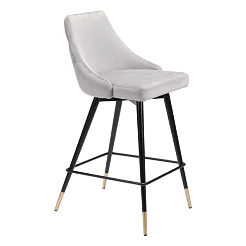 Zuo Modern - Piccolo Counter Chair Gray - Modern - Seating - Steel, Foam, 100% Polyester - Indoor - 36.4in Height