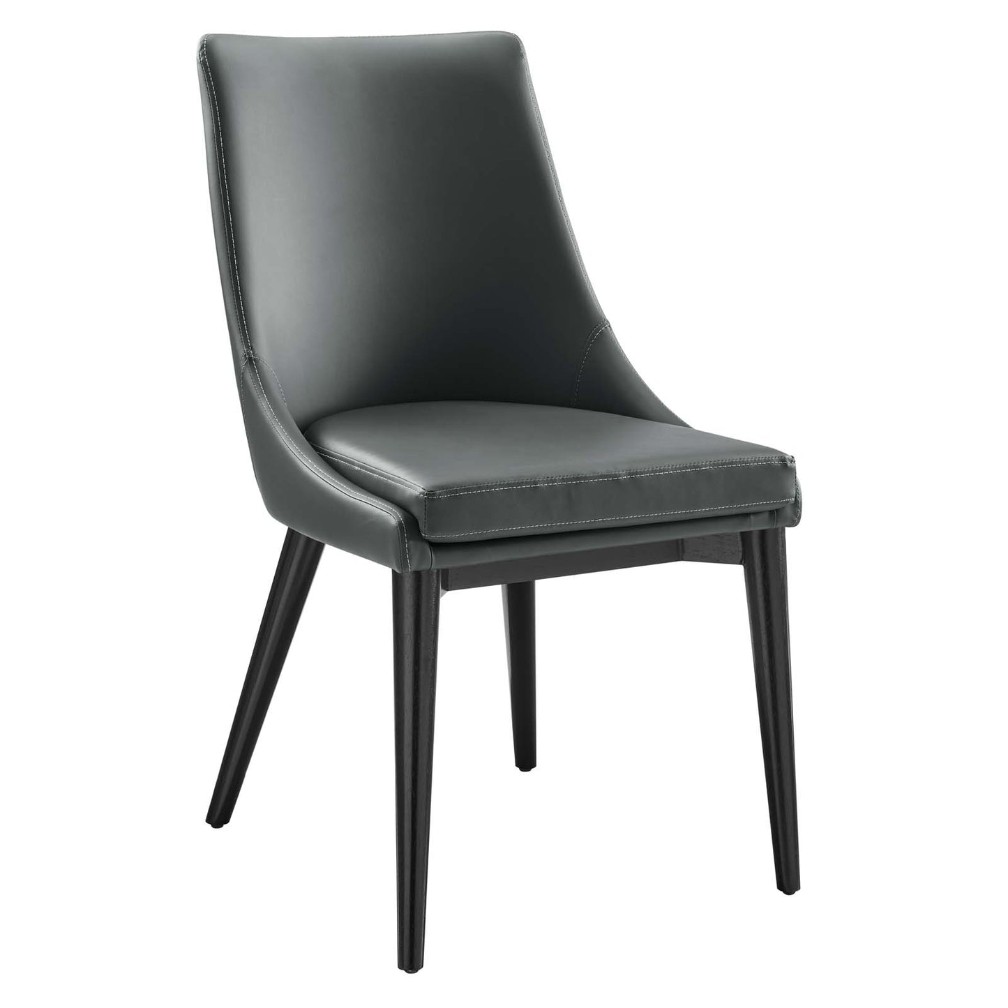 Modway Viscount Mid-Century Modern Vegan Leather Upholstered Two Dining Chairs in Gray