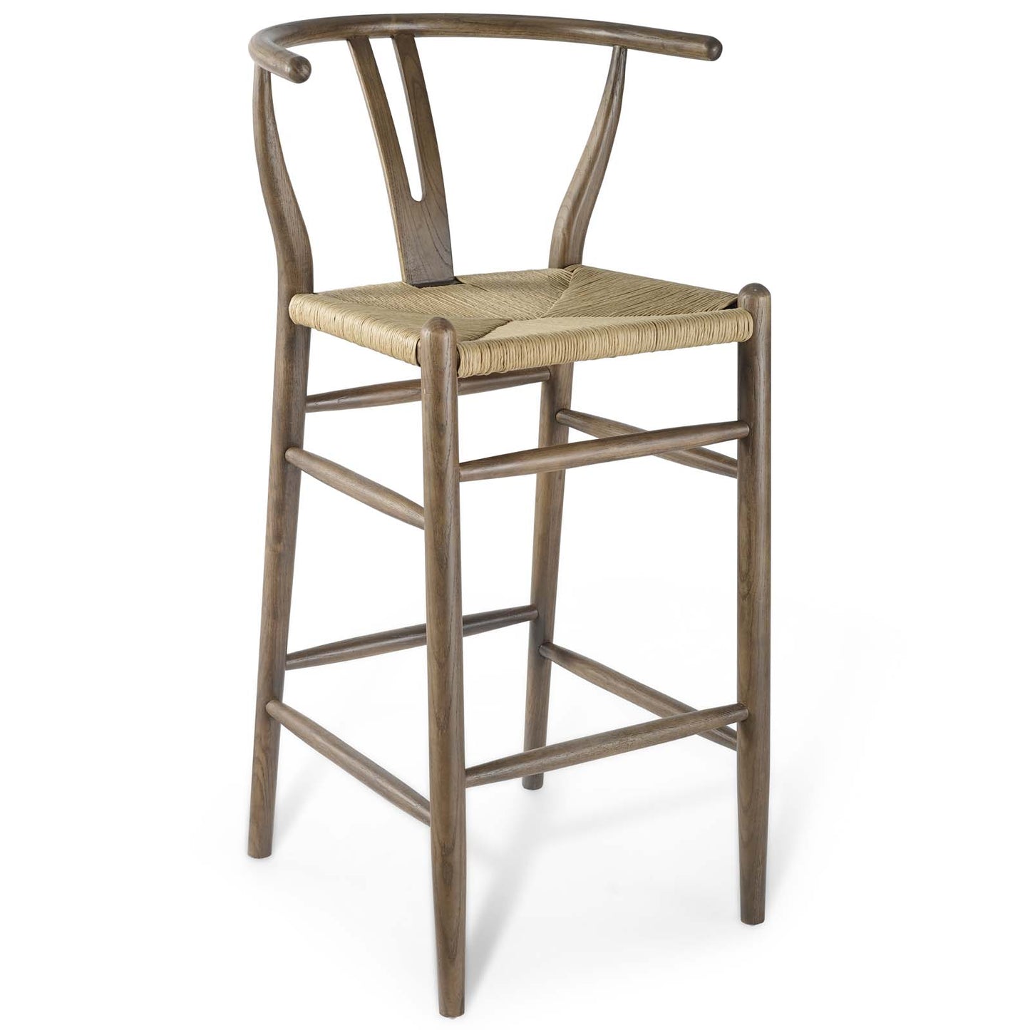 Modway Amish Mid-Century Modern Wood Bar Stool in Gray