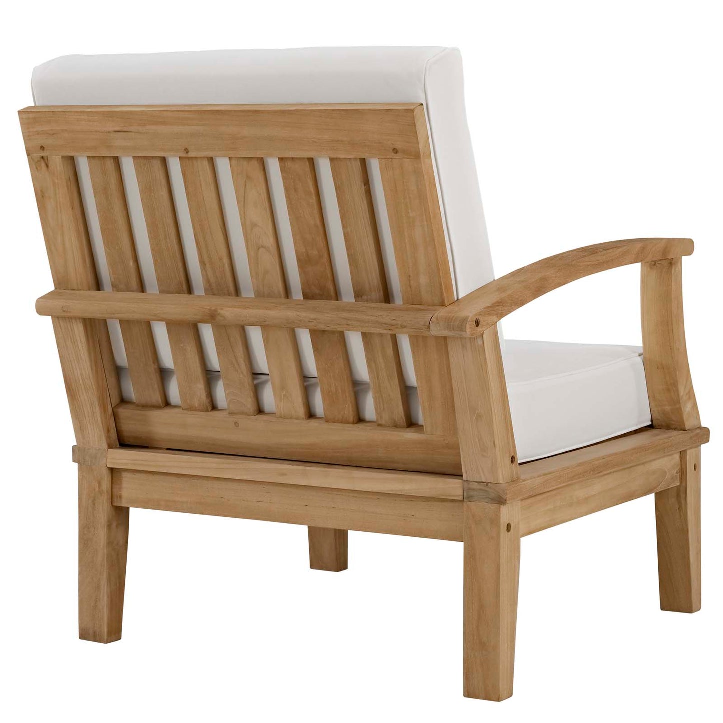 Modway EEI-1148-NAT-WHI-SET Marina Premium Grade A Teak Wood Outdoor Patio, Left-Facing Sofa, Natural White