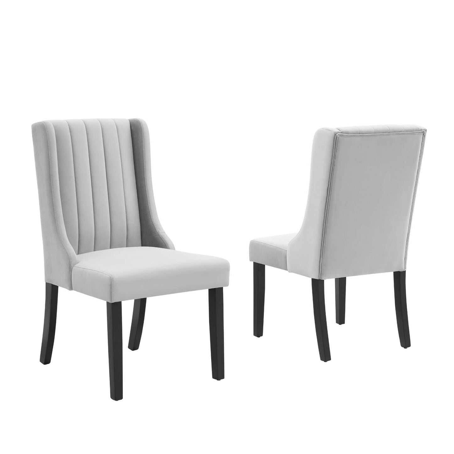 Modway Renew Performance Velvet Parsons Dining Chairs in Light Gray-Set of 2