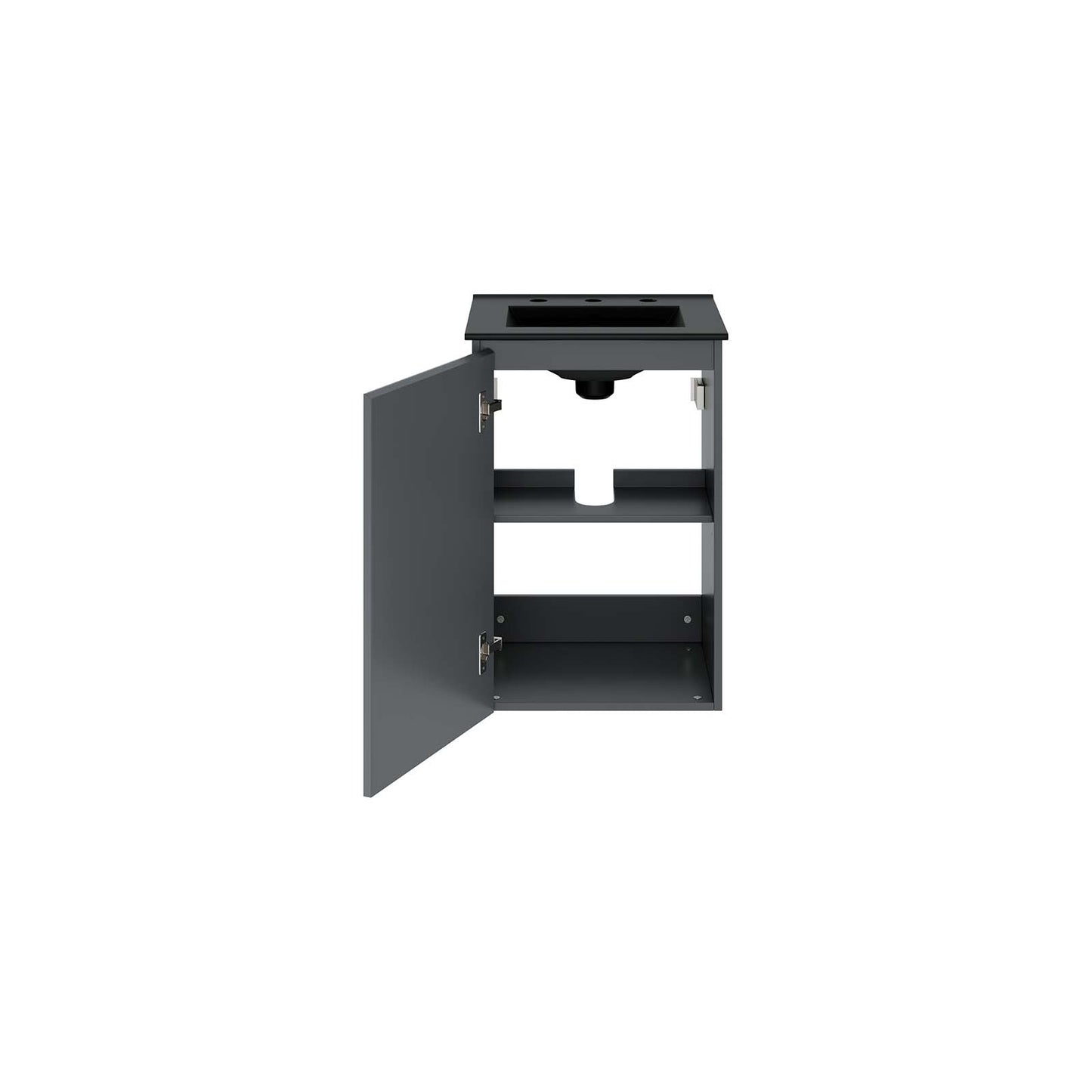 Modway Gray and Black Bryn Wall-Mount Bathroom Vanity EEI-5776-GRY-BLK