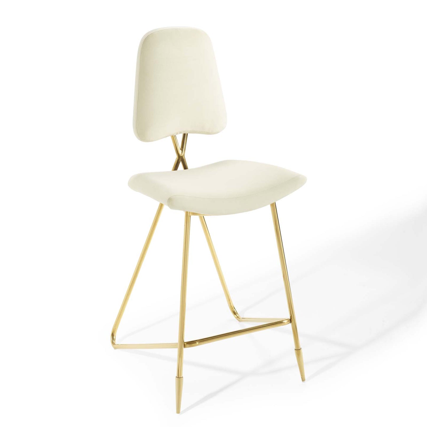 Modway Ponder Bar Stool Performance Velvet Set of 2 in Ivory