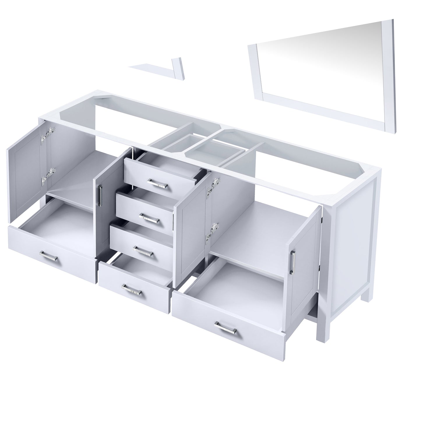 Jacques 80" White Double Vanity, no Top and 30" Mirrors