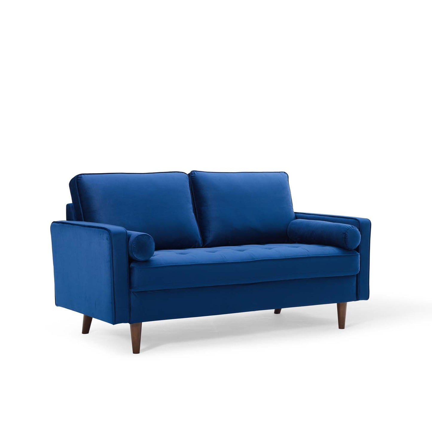 Modway Valour Collection EEI-4004-NAV 62 Loveseat with Innerspring Pocket Structure Non-Marking Foot Caps Dense Foam Padding and Stain-Resistant Velvet Polyester Upholstery in Navy Color
