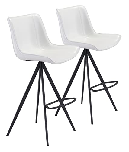 Aki Bar Chair (Set of 2) White & Black