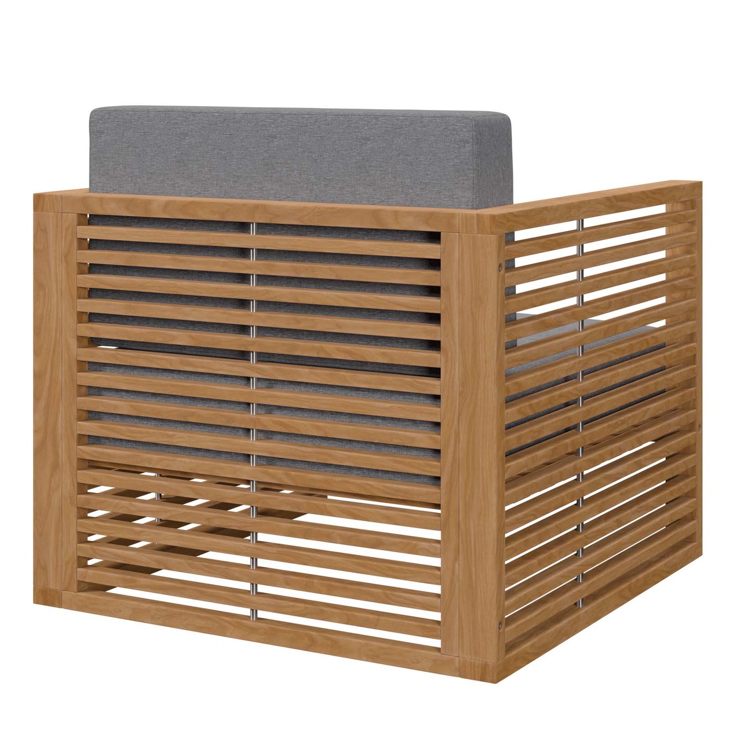 Modway Natural Carlsbad Teak Wood Outdoor Patio Armchair EEI-5606-NAT-GRY