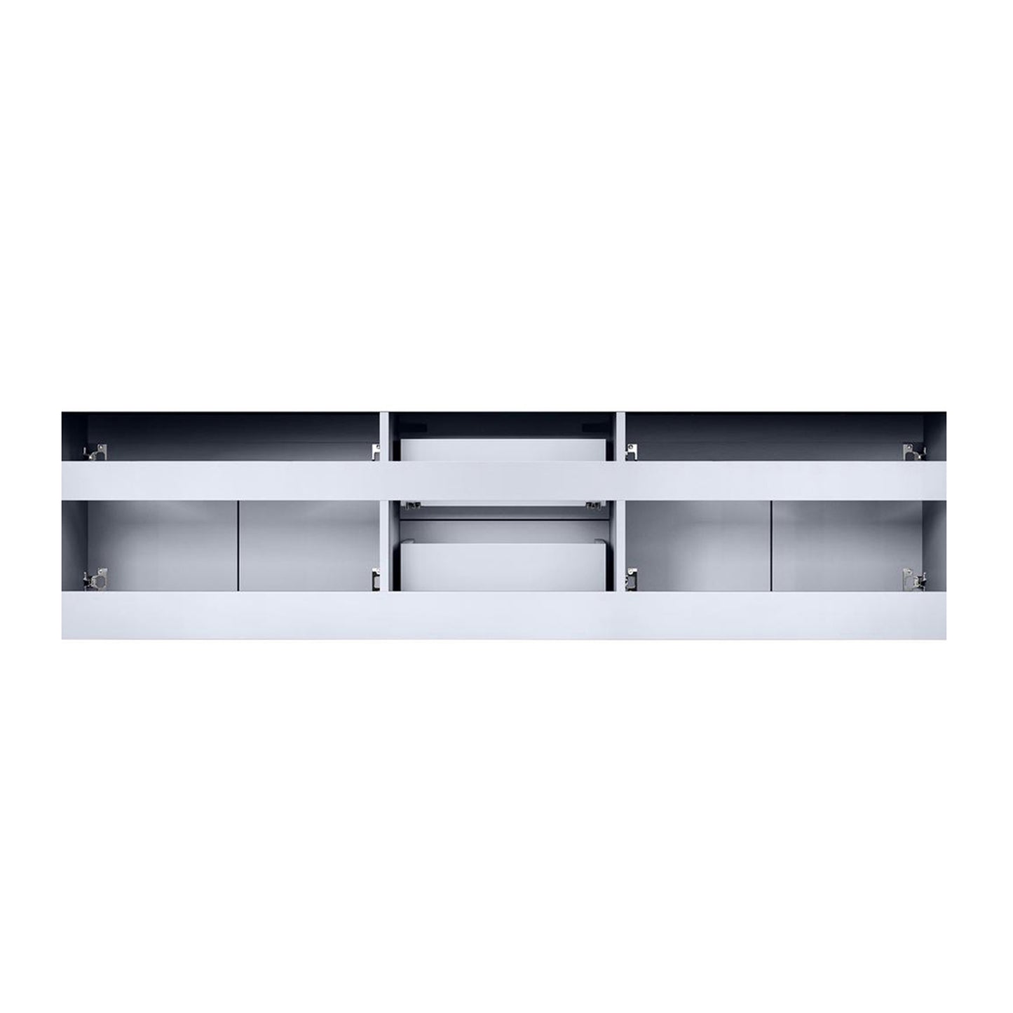 Geneva 72" Glossy White Double Vanity, no Top and 30" LED Mirrors