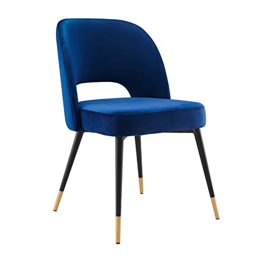 Modway Rouse Performance Velvet Dining Side Chair in Navy