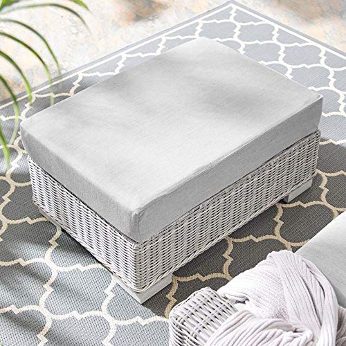 Modway EEI-3971-LGR-GRY Conway Patio Wicker Rattan Ottoman, Light Gray Gray